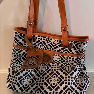 Spartina 449 Orange and Blue Geometric Tote Bag